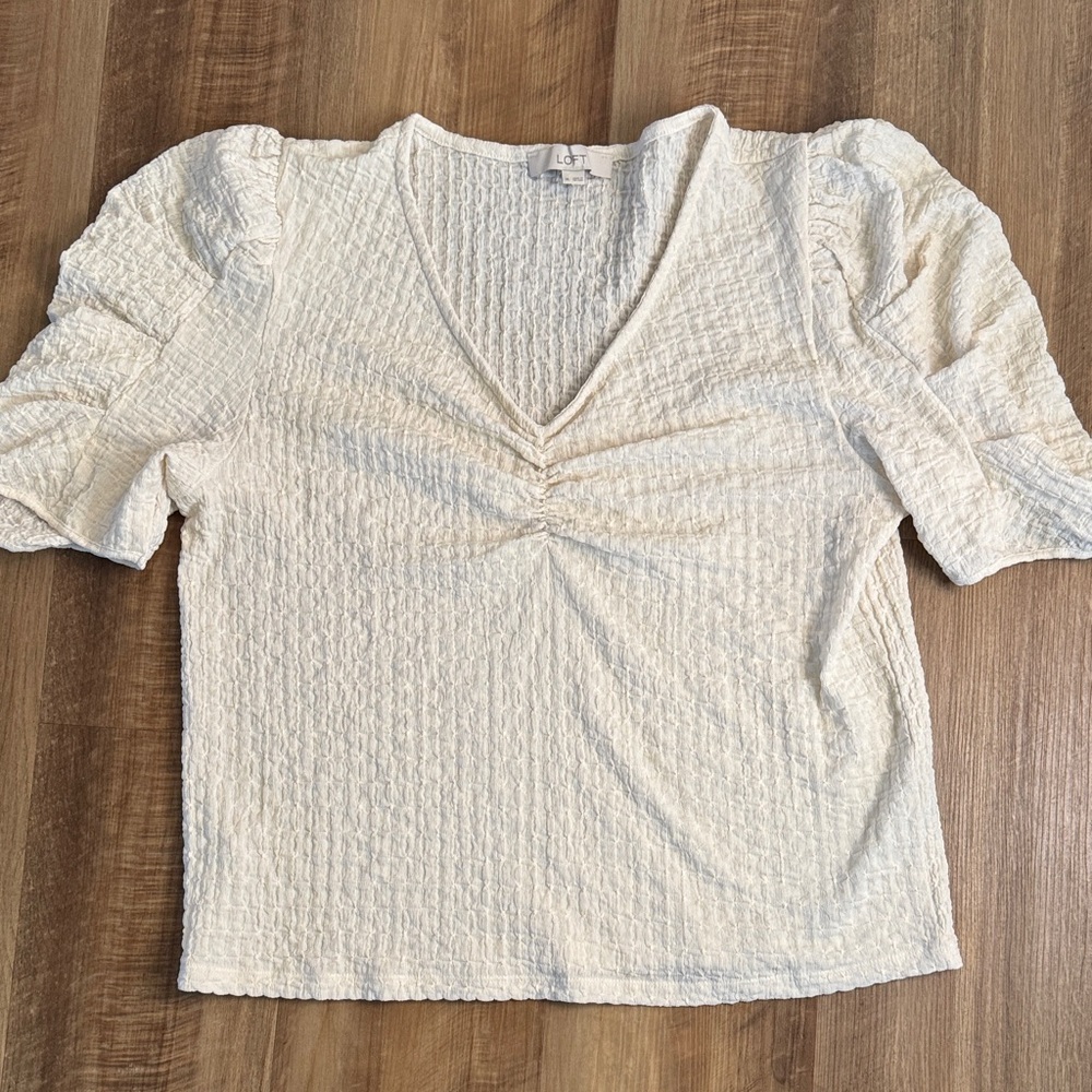 LOFT Cream Textured Women's Blouse